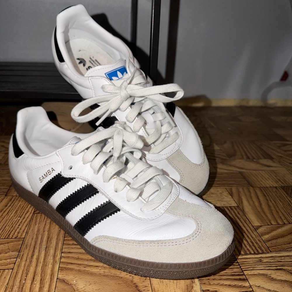 Adidas Samba White and Black Leather Sneakers